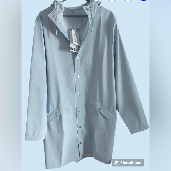 Rain Jacket by RAINS Sz L Light Blue NWT - Picture 1 of 10